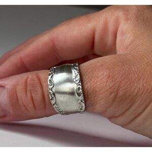 Handmade Antique Silver Plated Spoon Ring: Rogers Bros Savoy, Size 8.5